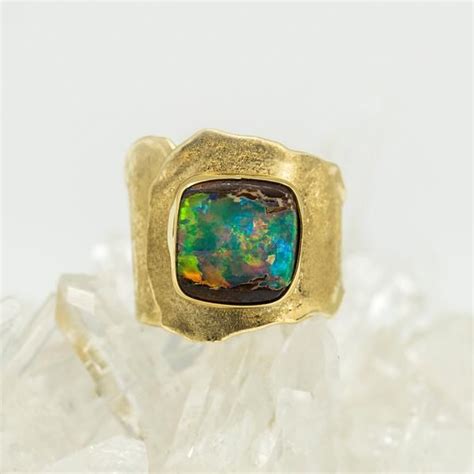 Jennifer Kalled Opal Ring In Gold Gold Band Diamond Ring Baguette