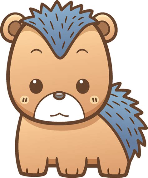 Cute Simple Kawaii Zoo Animal Cartoon Icon Porcupine Vinyl Decal Sti