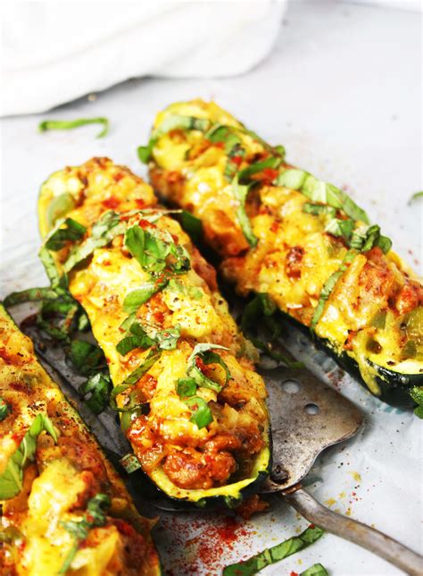 Cover with foil then bake for 20 minutes or until just slightly fork tender. Cheddar and Sausage Stuffed Zucchini Boats