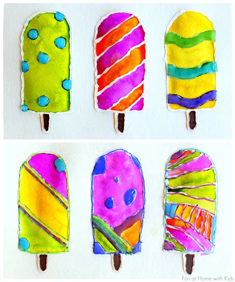 Popsicle Resist Art With Free Popsicle Template