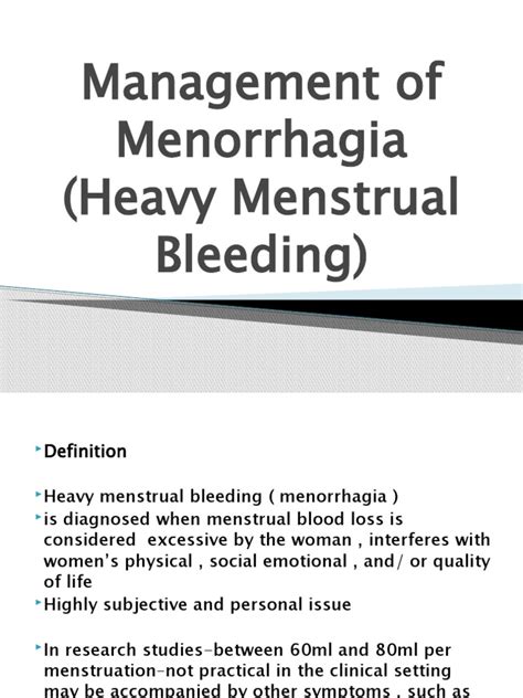2 Management Of Menorrhagia Heavy Menstrual Bleeding Pdf