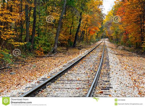 Autumn Railroad Tracks Stock Photo Image Of Midwest 35129666