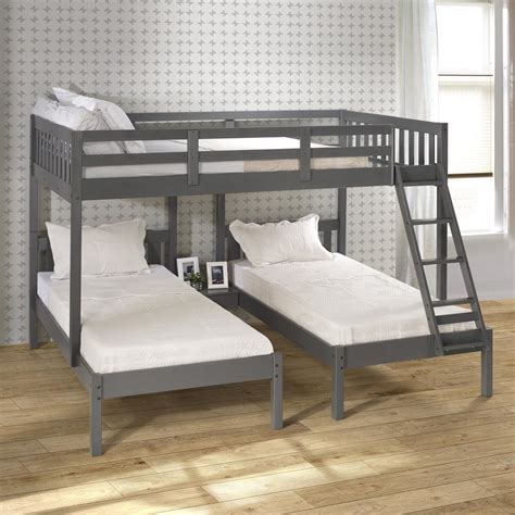 Bunk beds twin over full kids girls boys bed teens dorm bedroom furniture black. Full Over Double Twin Bed Loft Bunk In Dark Grey Finish