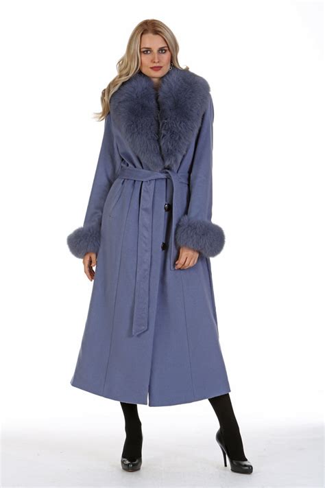 Cashmere Coat Lavender Blue Full Length Wrap Coat Madison Avenue