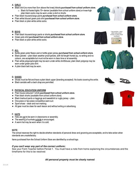 Golden Bay High School Uniform Requirements