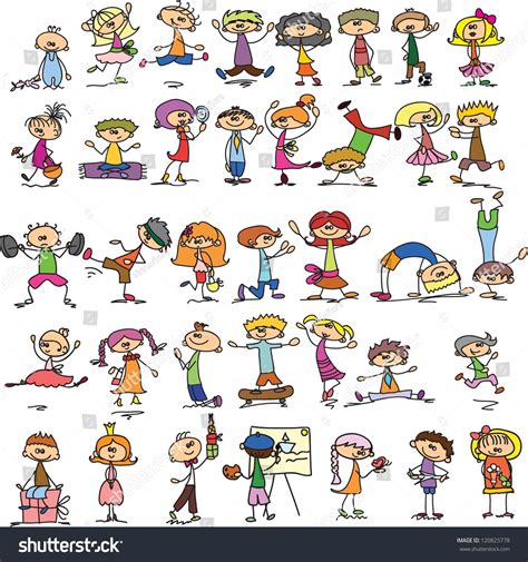 Set Of Doodle Children Stock Vector Illustration 120825778 Shutterstock