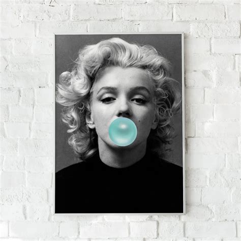 Marilyn Monroe Poster Wall Art Blue Bubblegum Wall Art Modern Etsy