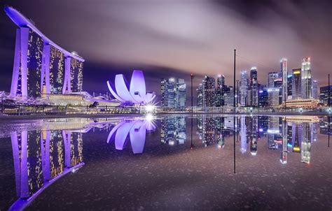 Wallpaper Night The City Singapore Images For Desktop Section город