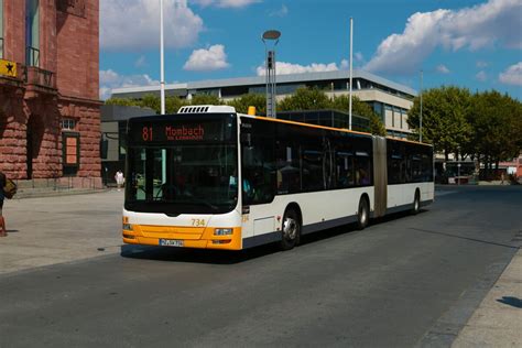 Mainzer Mobilität MAN Lions City G Wagen 734 am 16 08 22 am Höfchen in