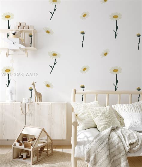 Daisy Wall Decals Removable Flower Decals Flower Room Etsy
