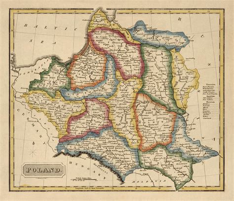 Antique Map Of Poland By Fielding Lucas Circa 1817