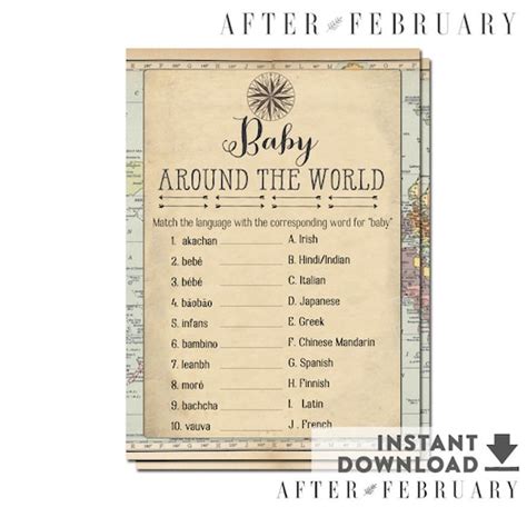 Baby Around The World Travel Adventure Baby Shower Games Etsy