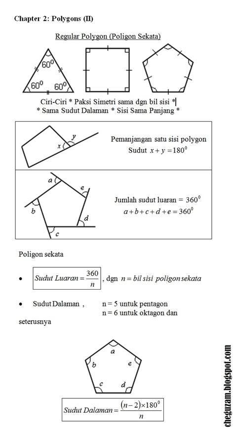 Nota Matematik Tingkatan 3 Bab 2 Poligon Polygons Ii Chegu Zam