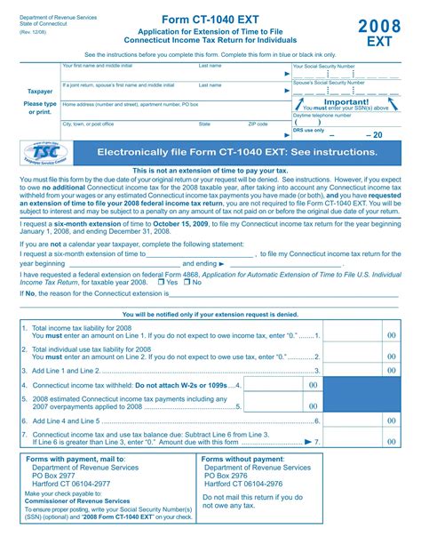 Form Ct 1040 Ext ≡ Fill Out Printable Pdf Forms Online