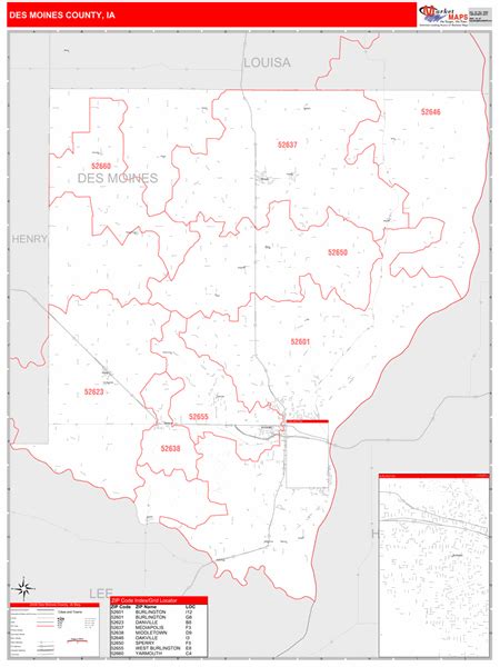 Des Moines County Ia Zip Code Maps Red Line