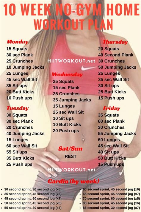 There is no need to train abs every single day as this will only strain the muscles. 10 Week No-Gym Home Workout Plan | Posted By ...