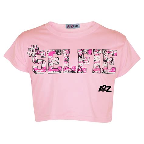 Kids Girls Crop Top Selfie Baby Pink Stylish Belly Shirt Floss Fashion