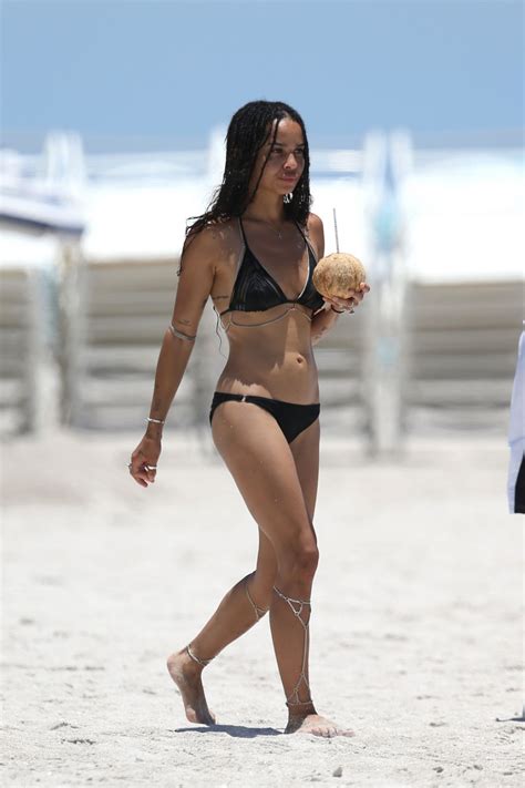 Zo Kravitz In A Black Bikini At A Beach In Miami July Celebmafia