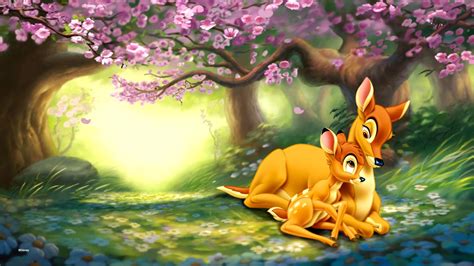 Deer Bambi And Bambis Mother Disney Cartoon Image For Hd