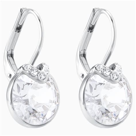 Bella V Pierced Earrings White Rhodium Plated Swarovski Com