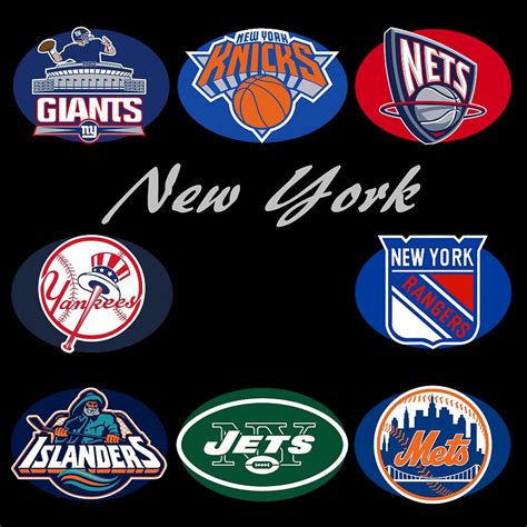 New York Professional Sport Teams Collage Digital Art By Movie Poster