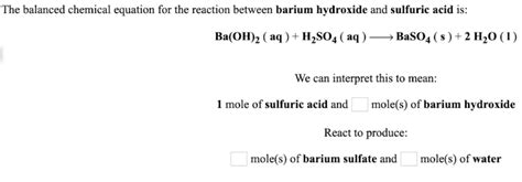 The balanced chemical equation for the reaction between bari