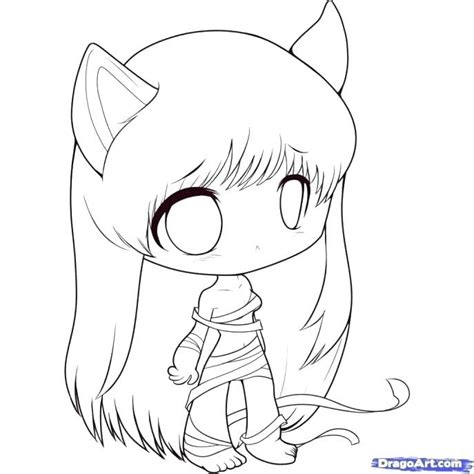 Chibi Anime Cat Girl Coloring Pages Gambarku