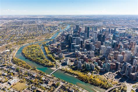 Aerial Photo Downtown Calgary Bow River