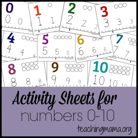 Free Activity Sheets For Numbers 0 10