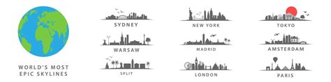 Collection Of Worlds Most Epic Skylines Big Cities On Globe Warsaw