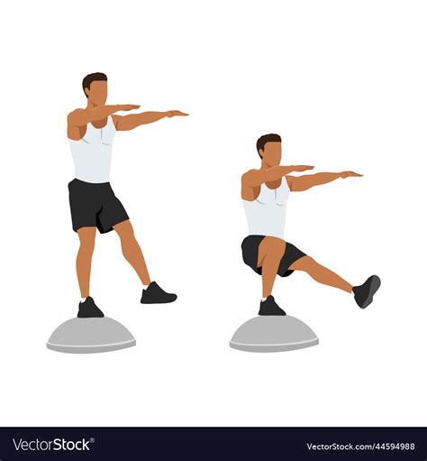 Man Doing Single Leg Squat Pistol Squats Exercise Vector Image