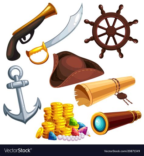 A Set Pirate Things Royalty Free Vector Image Vectorstock