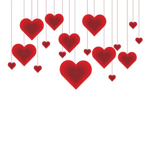 Corações vermelhos romântico whtie fundo vector dia dos namorados