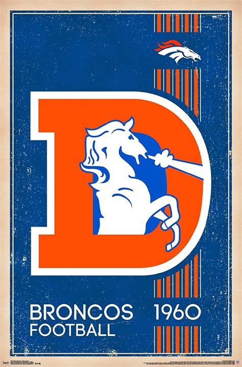 Denver Broncos Logo Trends International Denver Broncos Retro Logo Wall