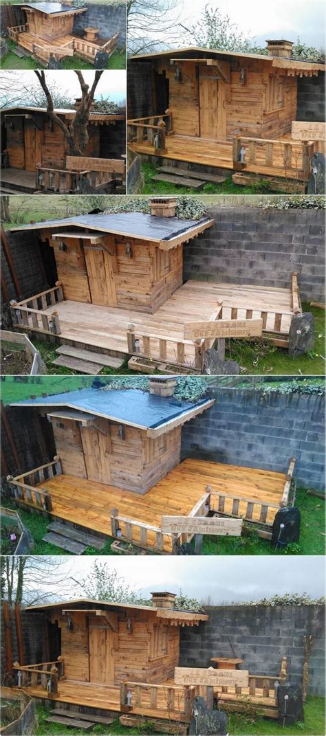 Diy Wood Pallet Patio Cabin Deck Project Pallet Wood