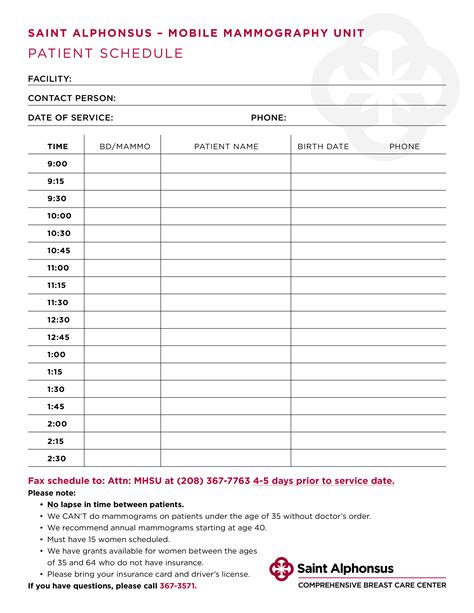 Hospital Schedule Template