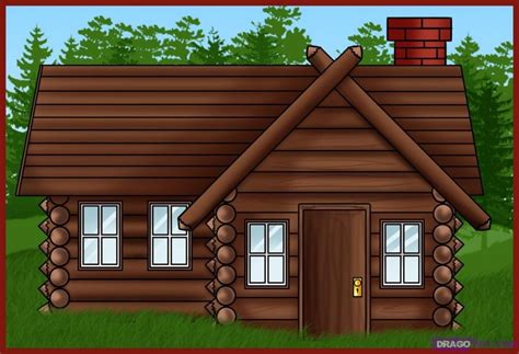 How To Draw A Log Cabin Best Of How To Draw A Log Cabin House Step By