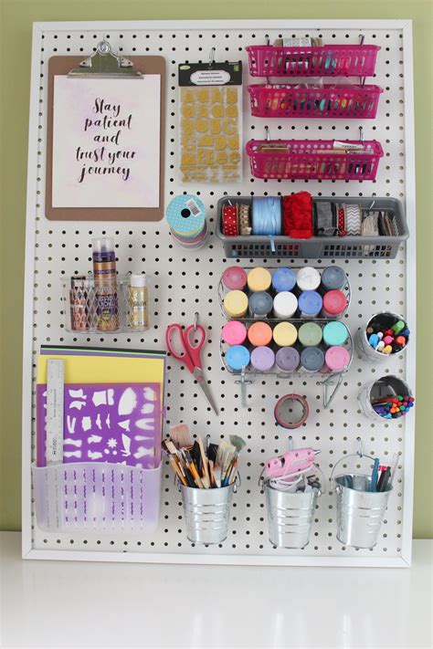 Diy Pegboard For Craft Room With Dollarstore Accessories Ikea Hack