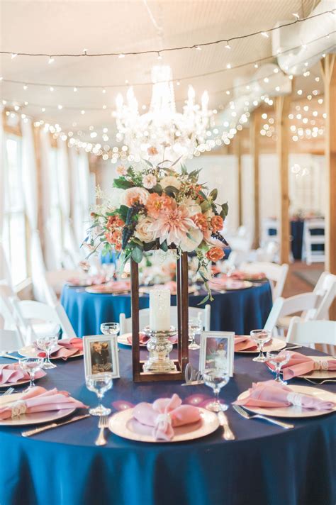 Navy Blue And Blush Pink Wedding Decor Ideas Wedding Guest Tables And