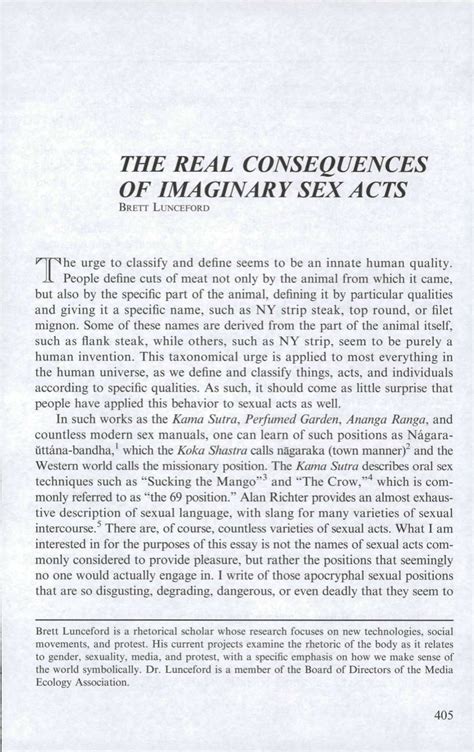 Pdf The Real Consequences Of Imaginary Sex Acts