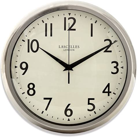 Roger Lascelles Retro Chrome Wall Clock With Sweep Seconds