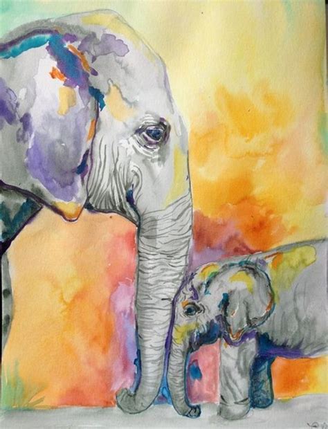 45 Best Watercolor Elephants Images On Pinterest Paint