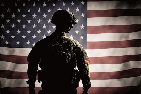 Premium Photo Us American Flag On Soldier Background