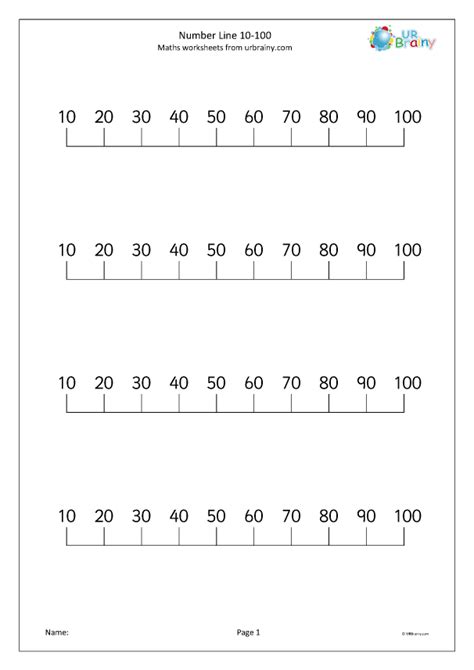 Number Line To 100 Free Printable