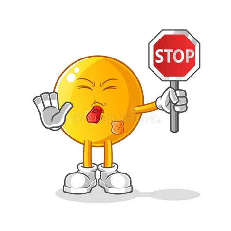 Emoticon Holding Stop Sign Cartoon Cartoon Mascot Vector Stock Vector