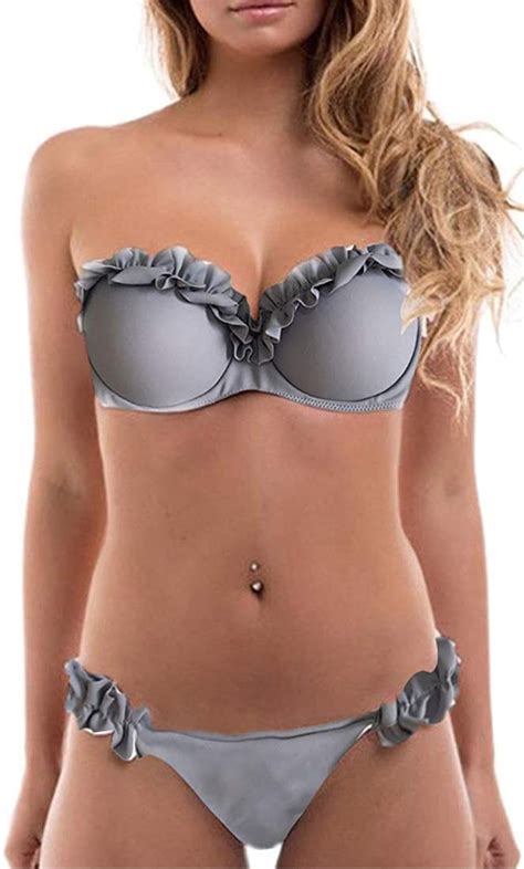 Jfan Costumi Da Bagno Donna Due Pezzi Donna Mare Push Up Costume Da