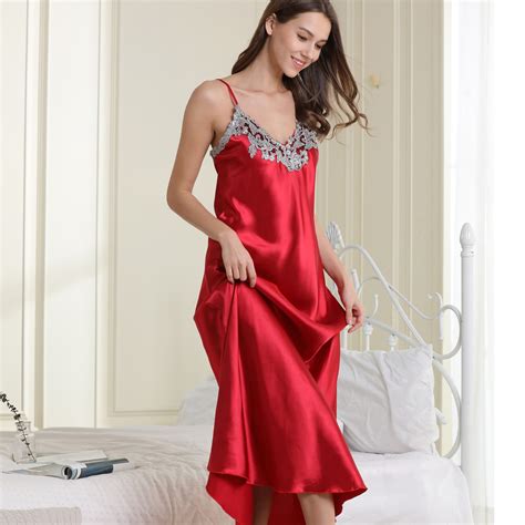 Sexy Woman Nightdress Ladies Lace Silk Nightgown Satin Long Night Gown Lingerie Nightgowns
