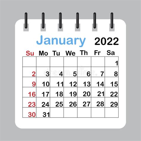 Hoja De Calendario De Enero De 2022 En Estilo Abstracto Plantilla