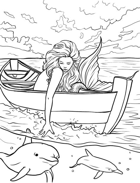Mermaid Coloring Pages For Adults Printable