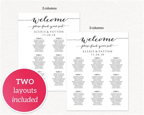 Welcome Please Find Your Seat Wedding Seating Chart Templates Etsy